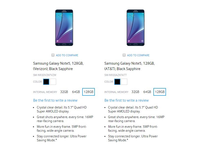 Samsung Galaxy Note 5 Galaxy S6 Edge 128gb Storage Variants Confirmed