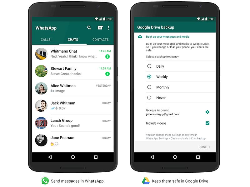 WhatsApp for Android Officially Gets Google Drive Backup Option